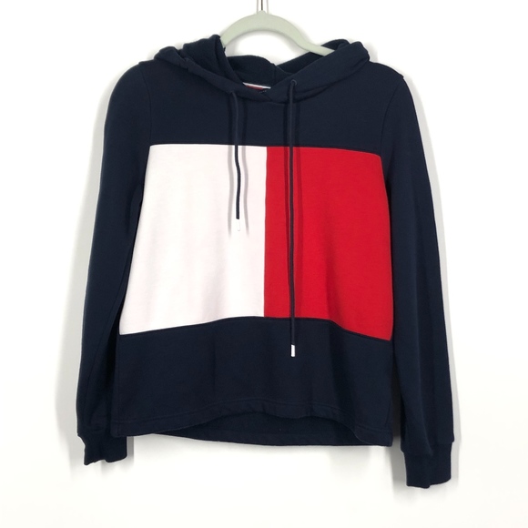 Tommy Hilfiger Tops - Tommy Hilfiger Blue Red White Colorblock Hoodie